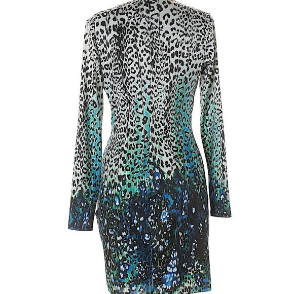 💋 bebe animal print deep v obsession new dress S RARE 💋 - Picture 2 of 7